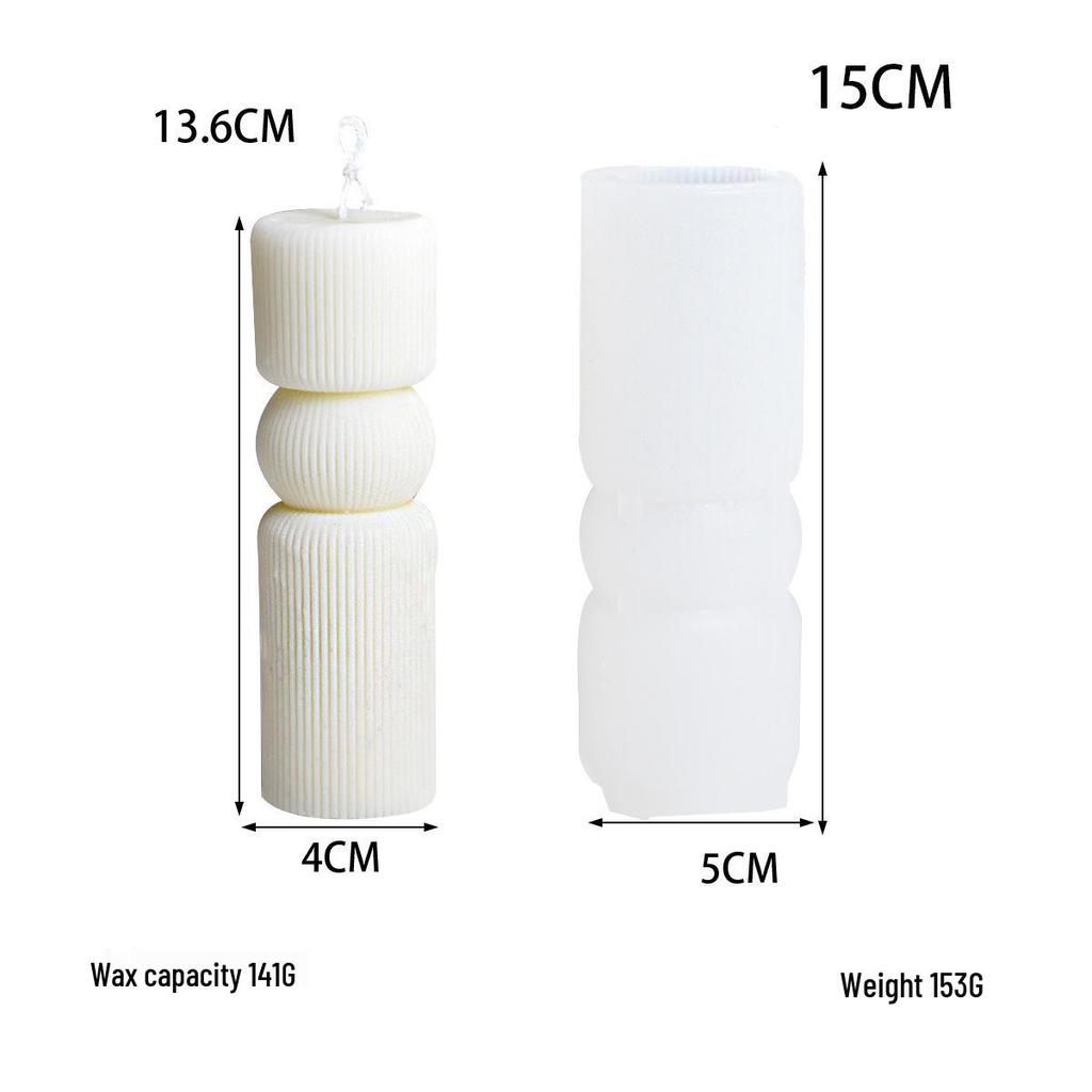 Korean Geometric Vertical Stripe Cylinder Candle Silicone Mold for Creative Cake Decoration.