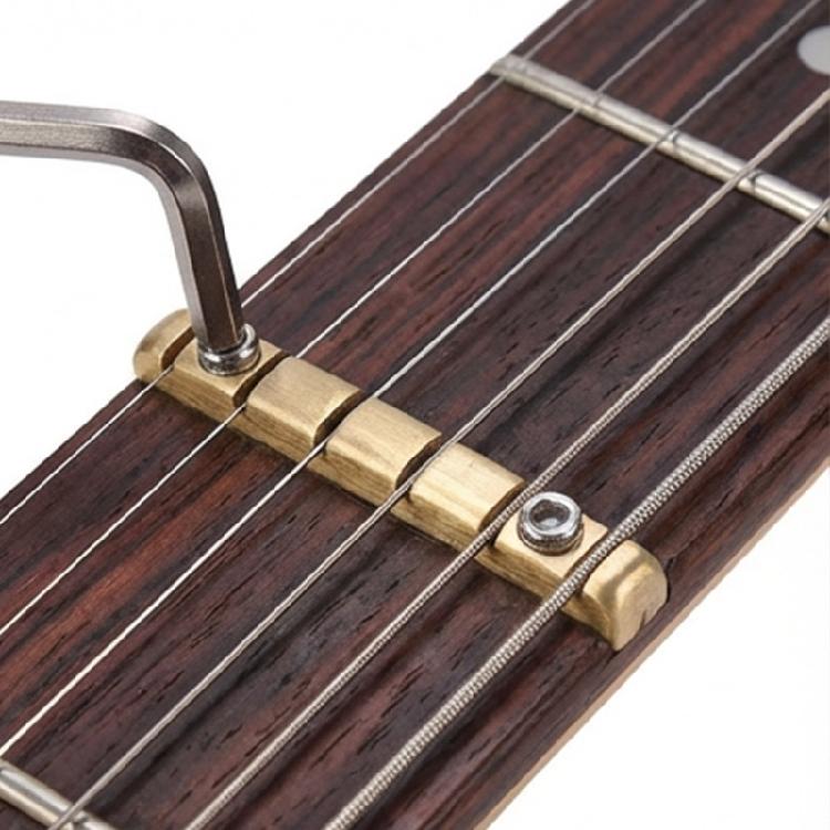 Porca de Latão Ajustável para Guitarra Elétrica com Ajuste de Altura e Sustain Aprimorado com Placa de Base e Chave