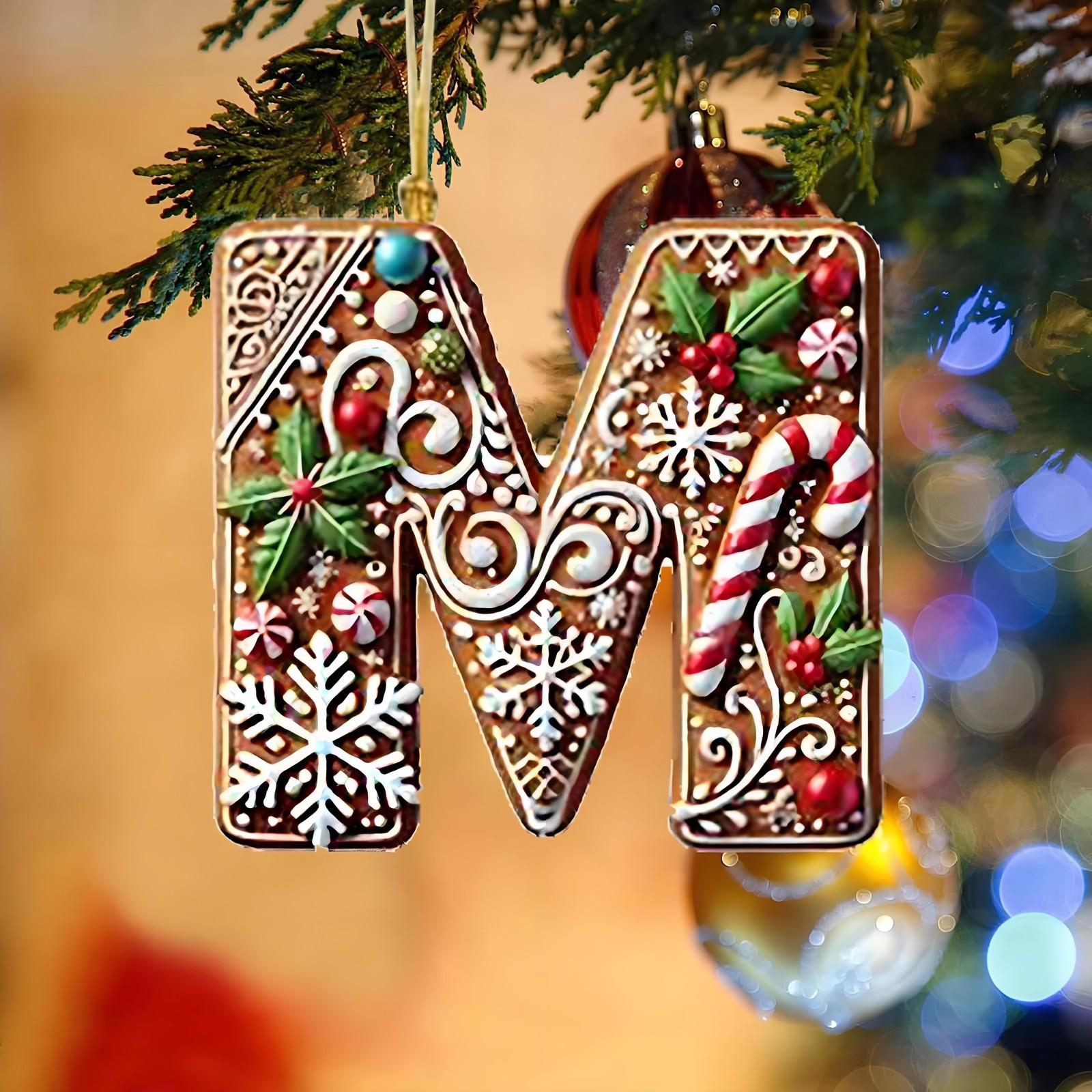 

26 букв Рождественская елка подвесная персонализированная рождественская конфета тростник украшение One Size