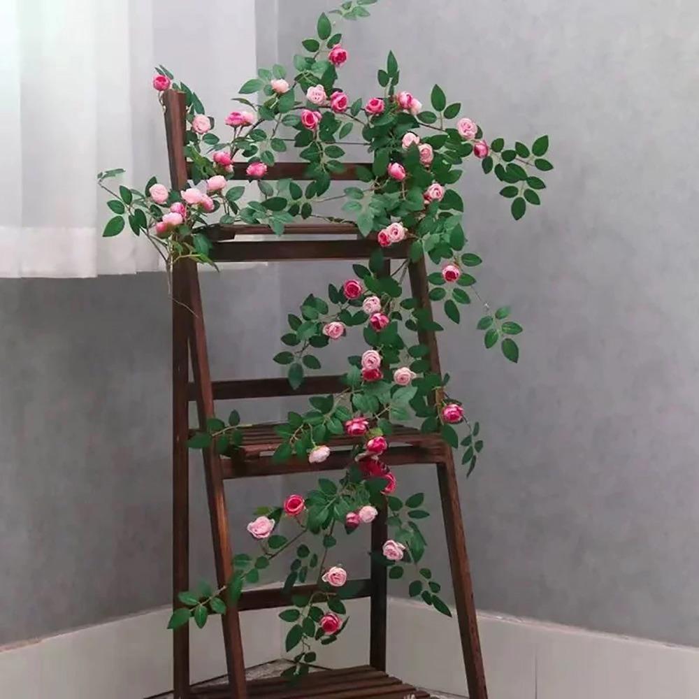 Multicolor Rose Artificial Flower Vine Silk Petals Length 180cm Simulation Flower Vine Green Leaves 54 Heads