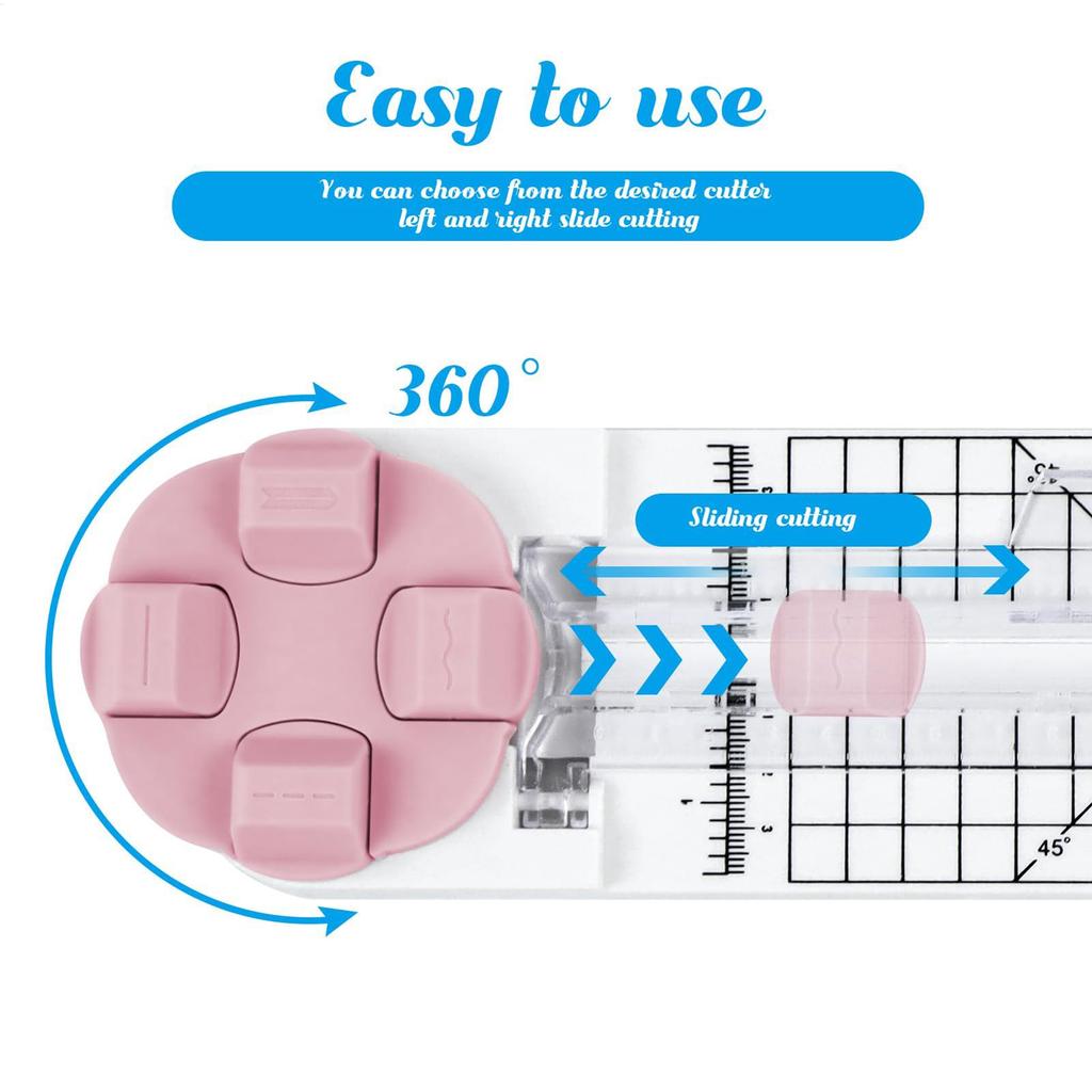 Paper Trimmer Cutter Multi-Function Scrap Booking Tool with Straight Wave Perforated Creasing Blades for Craft Paper Photo