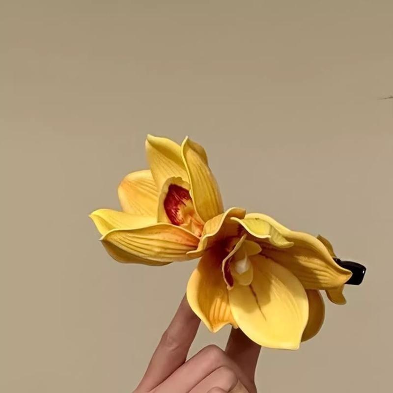 Large Orchid Flower Hair Claw Women Wedding Hair Clip Crab Girls Ponytail Shark Clip Headwear Hair Accessories