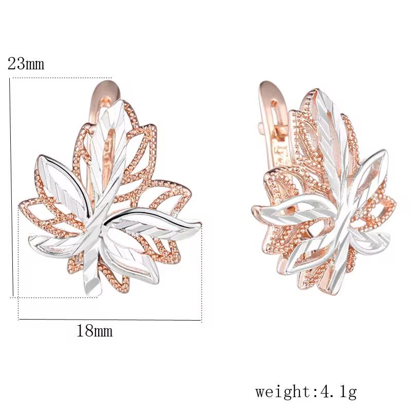 

FJ 585 Біле Золото Колір Лист Форми Рослина Жіночі Сережки Пусети Подарунок