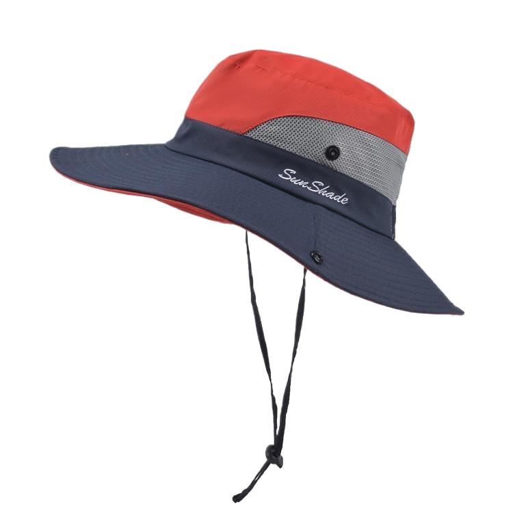 Sommer Damen Outdoor Sonnenhut Zopfloch Fischerhut Sonnenschutz Sonnenhut atmungsaktiv Bergsteigerhut Eltern-Kind-Modell