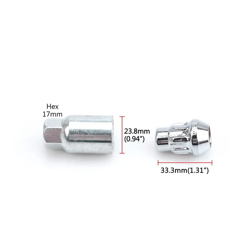 4 Anti Theft Nuts+2keys 33mm Safety Wheel Nuts Secrets M12x1.5 Rims Auto Accessories for Chevrolet Mitsubishi Mazda Kia