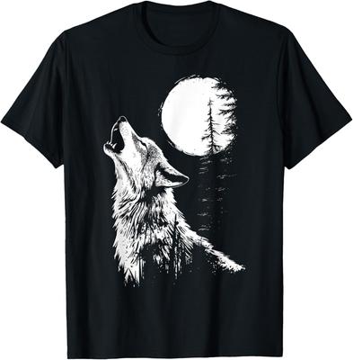 Tricou Grafic Lup Lună Chemat Pădure Natură Faună Sălbatică Animal Tricou