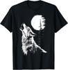 Camiseta Gráfica Lobo Aullando Luna Bosque Naturaleza Vida Silvestre Animal