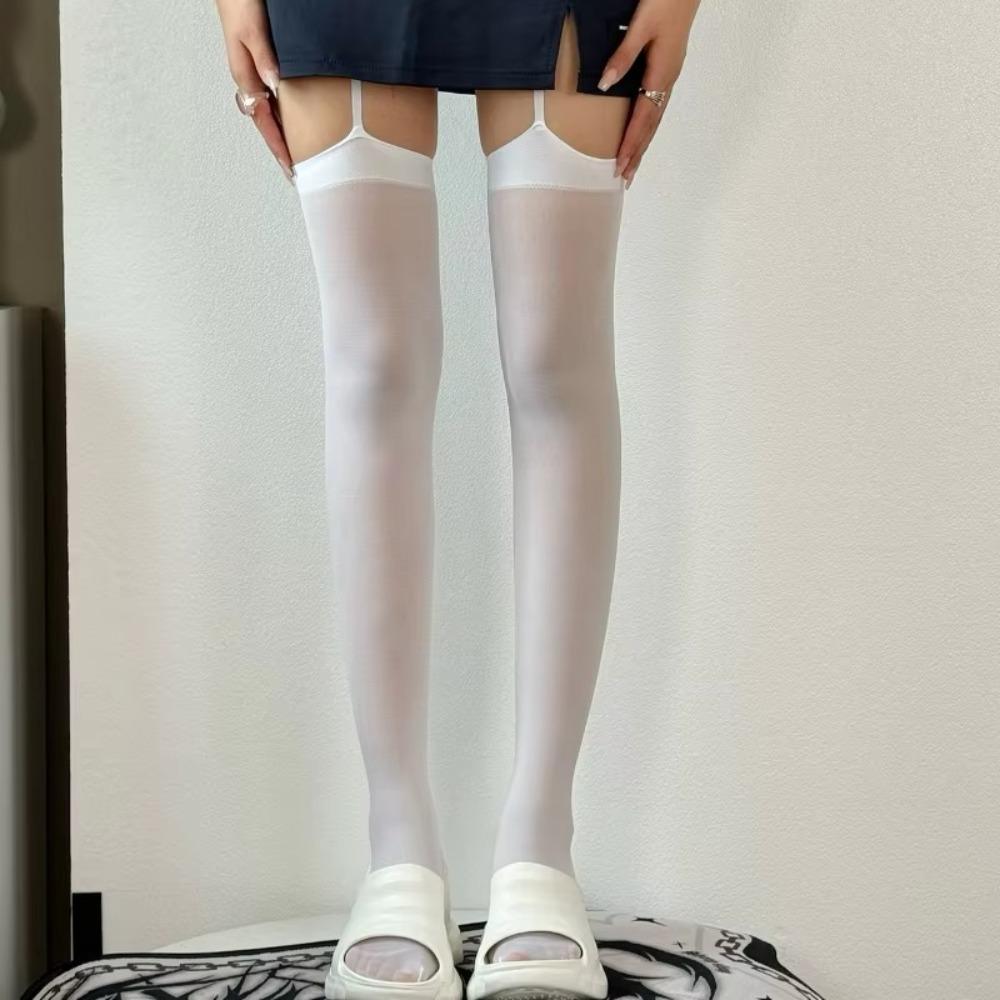 Velvet Thin Suspender Thigh High Stockings Y2K Women Stockings New Over-the-knee Socks  Women