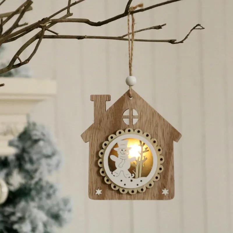 Nouvelles décorations de Noël 2020, pendentif pour sapin de Noël, pendentif lumineux en bois original, cadeaux de Noël