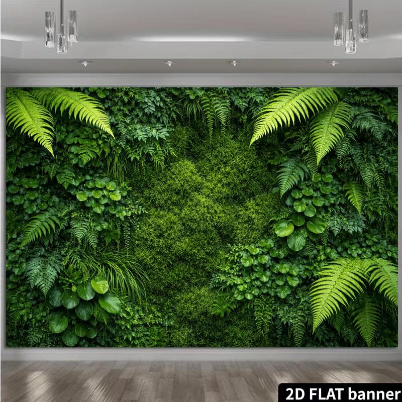 2D Fern & Moss Banner for Luau, Summer & Greenery-Inspired Party Decoration 47.2x31.5inch/120*80cm