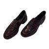Cowhide Version~ Loafers Women's Genuine Leather Retro British Style Round Head Rivet Folds One Pedal Thick Heel Small Leather Shoes Women