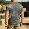 Men's Tactical Outdoor Quick Dry Short Sleeve T Shirt Loose Fit Breathable Crew Neck Camouflage Print with Hook and Loop Patch Area