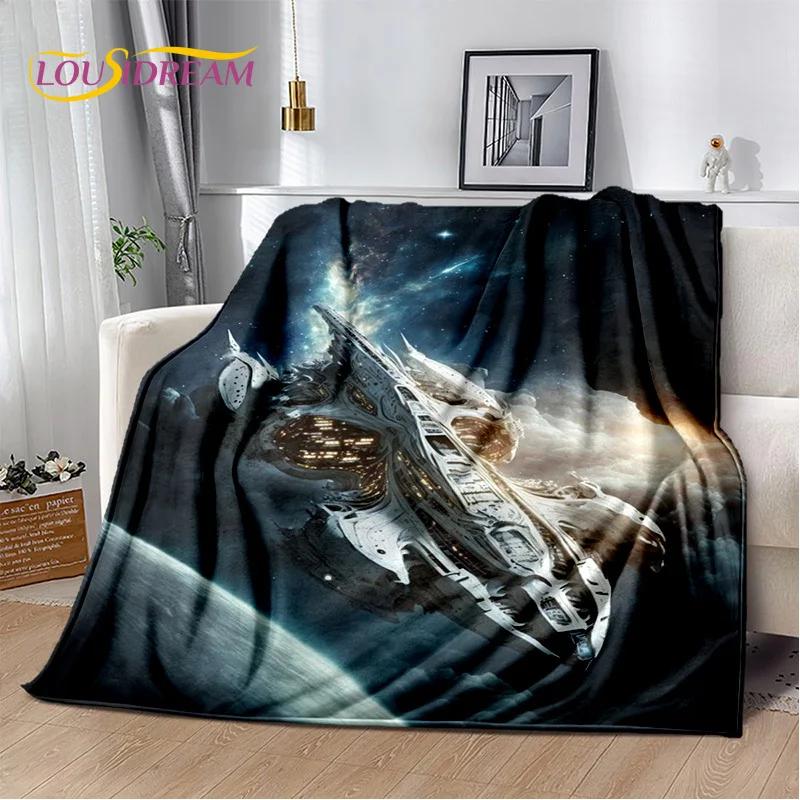 Spaceship  Spacecraft Universe UFO Blanket,Flannel Soft Throw Blanket for Home Bedroom Bed Sofa Picnic Office Hiking Kids Cover