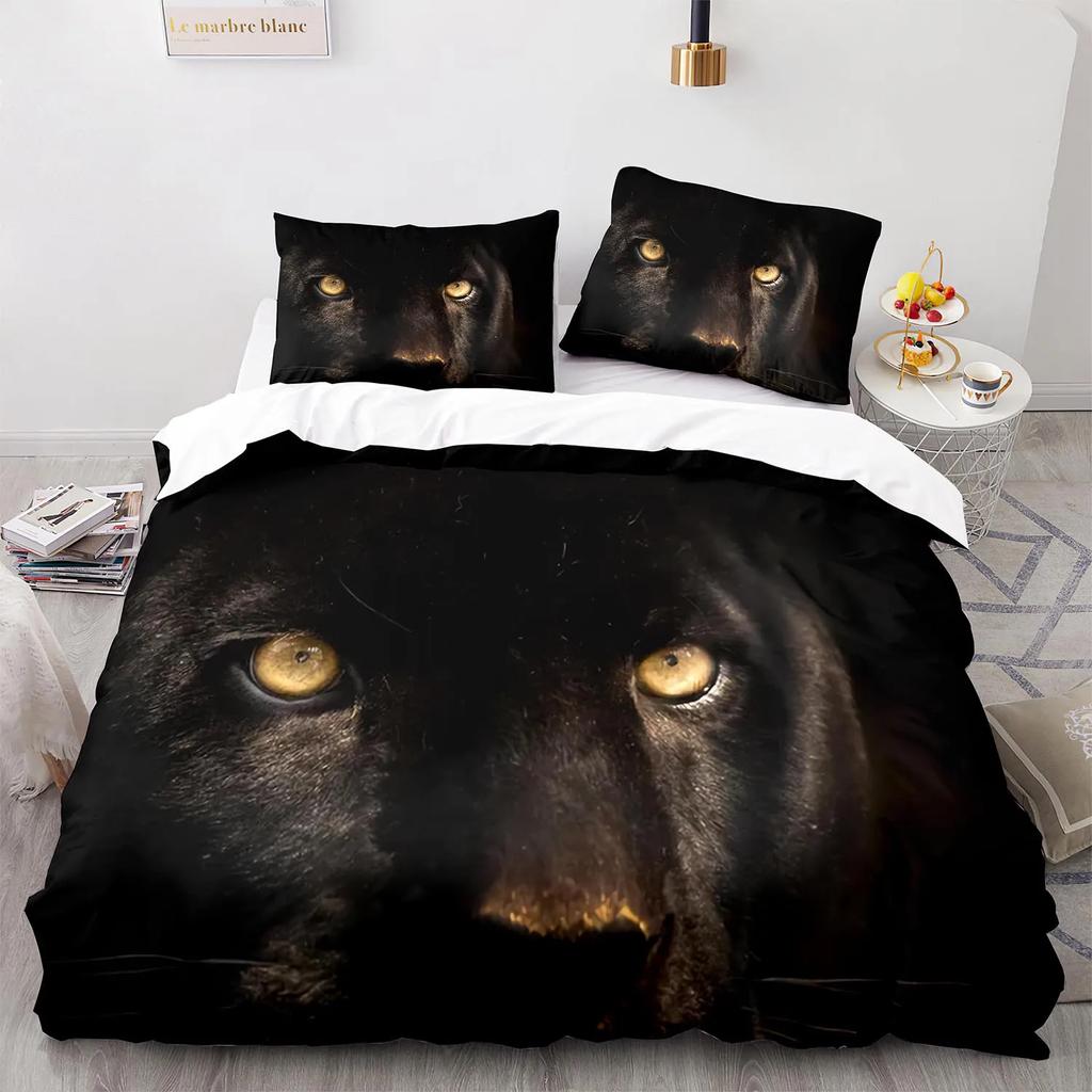 Leopard Duvet Cover King Queen Size Black Panther Bedding Set For Teens Boys Men Cheetah Quilt Cover Wild Animal Comforter Cover