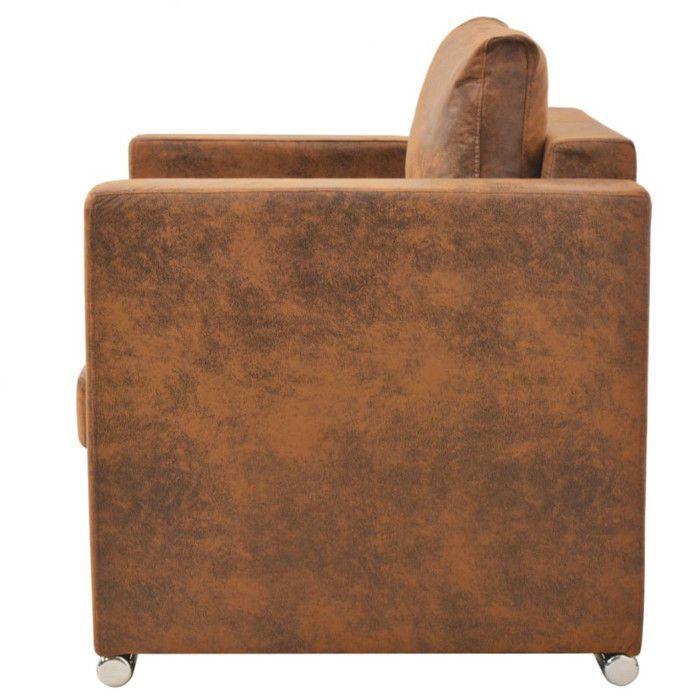 Fauteuil Marron Similicuir daim - VIDAXL - Elégance - Chic - 1 place - Avec accoudoirs - Intérieur - Salon