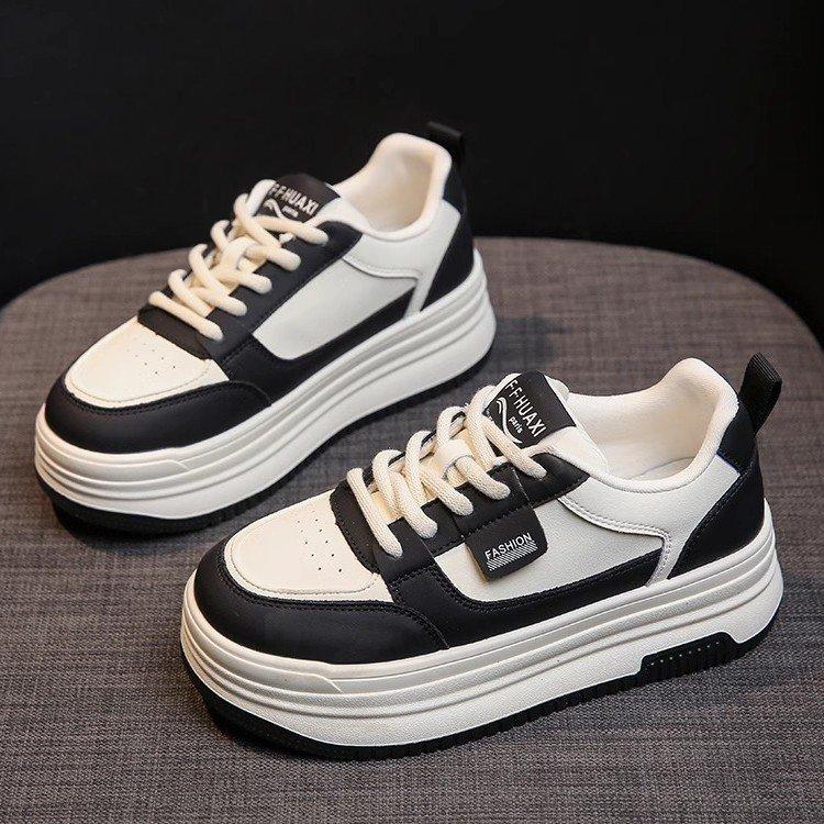 

Muffin platform white shoes women s new student sports and leisure shoes summer breathable color matching board shoes 35 чёрный
