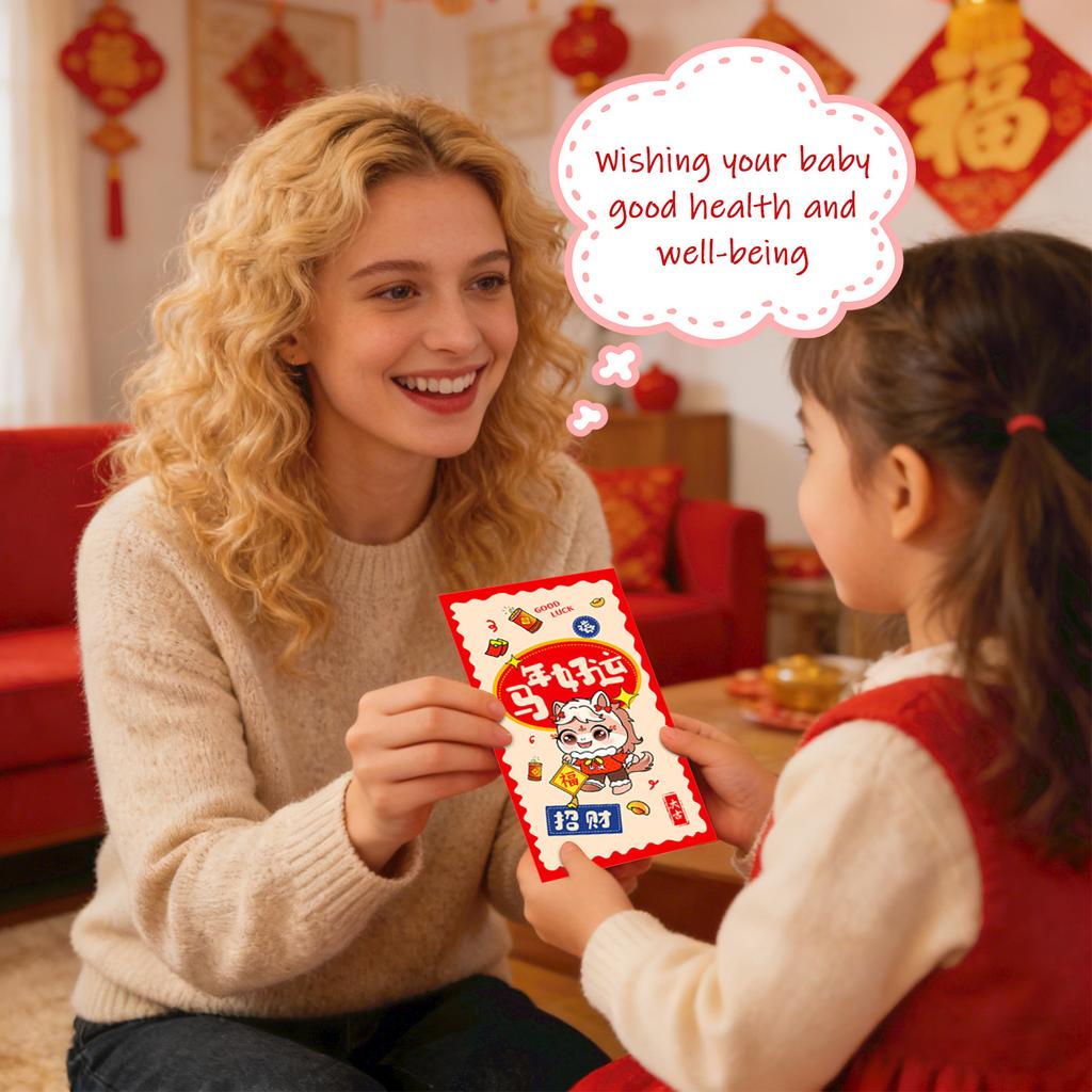 6 stycken Hästens År Rött Kuvert, Kinesiska Nyåret Rött Kuvert