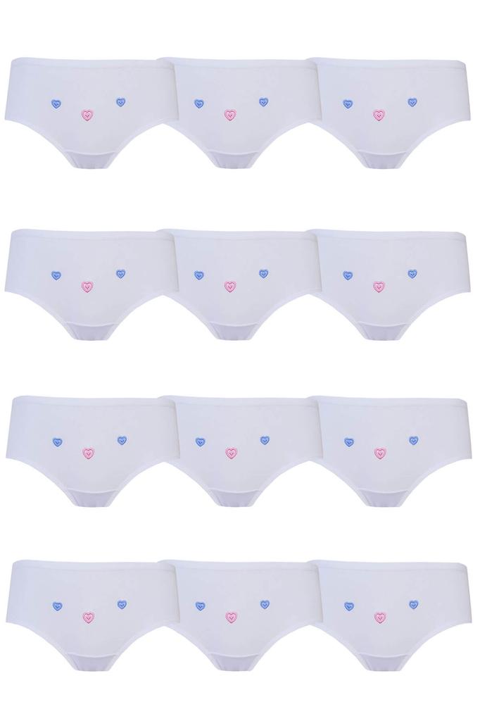 12dílné Dívčí Kalhotky Tenký Pas Vyšívané Bavlněné Ekonomické Slipy