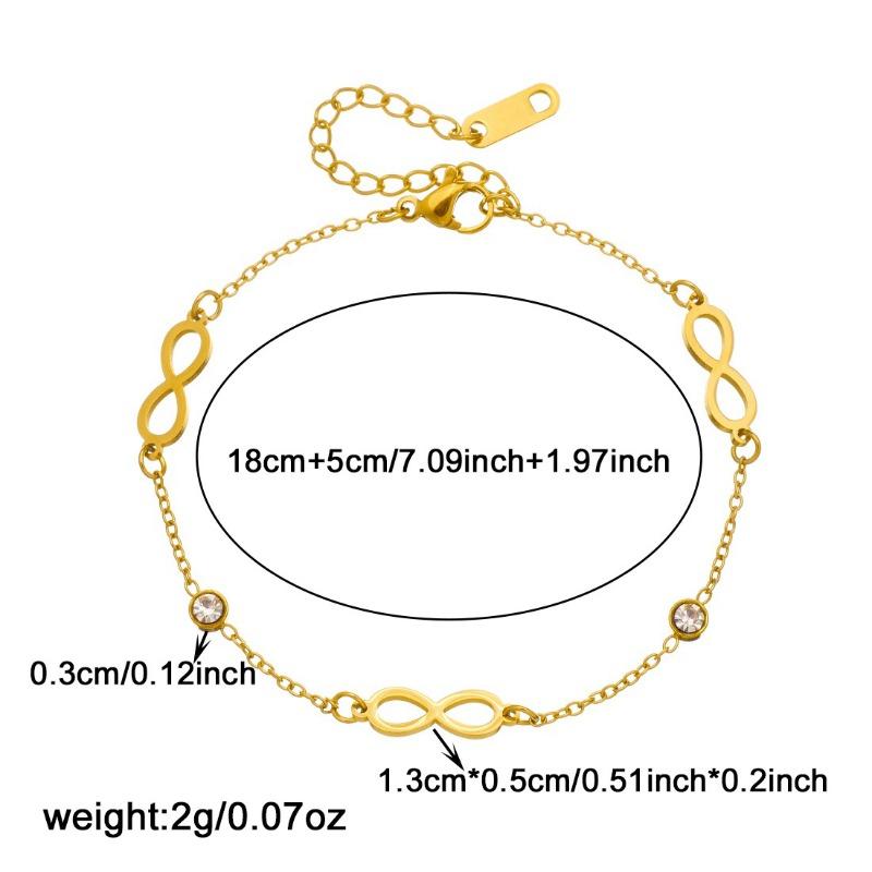 Gold Plated Infinity Symbol Bracelet with CZ Beads, Dainty Adjustable Cable Chain for Women, Minimalist Daily Jewelry