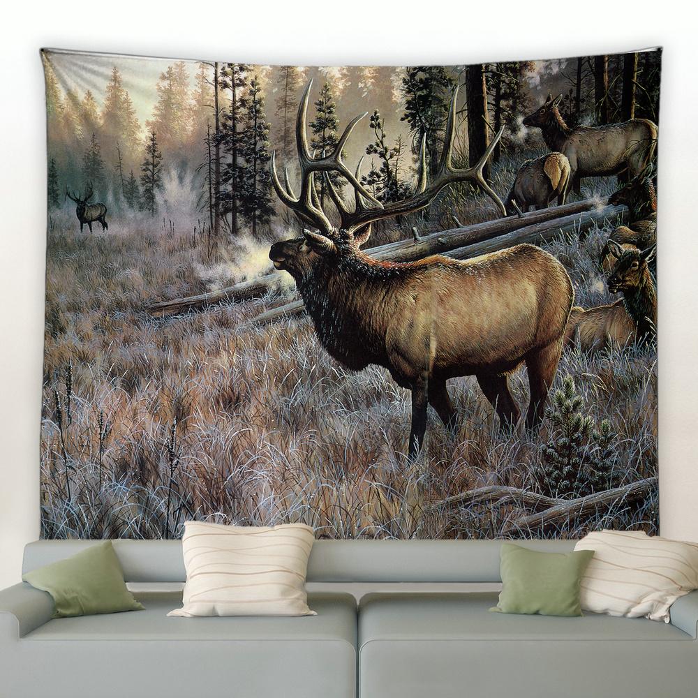 

Украшение дома осенний лес дикая природа олень природа пейзаж фон настенная занавеска одеяло лося гобелен 230x180 см 200x150cm