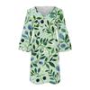 Women's  Fashion V-neck Solid Color Large Size Loose Long Large Swing 3/4 Sleeved Dress