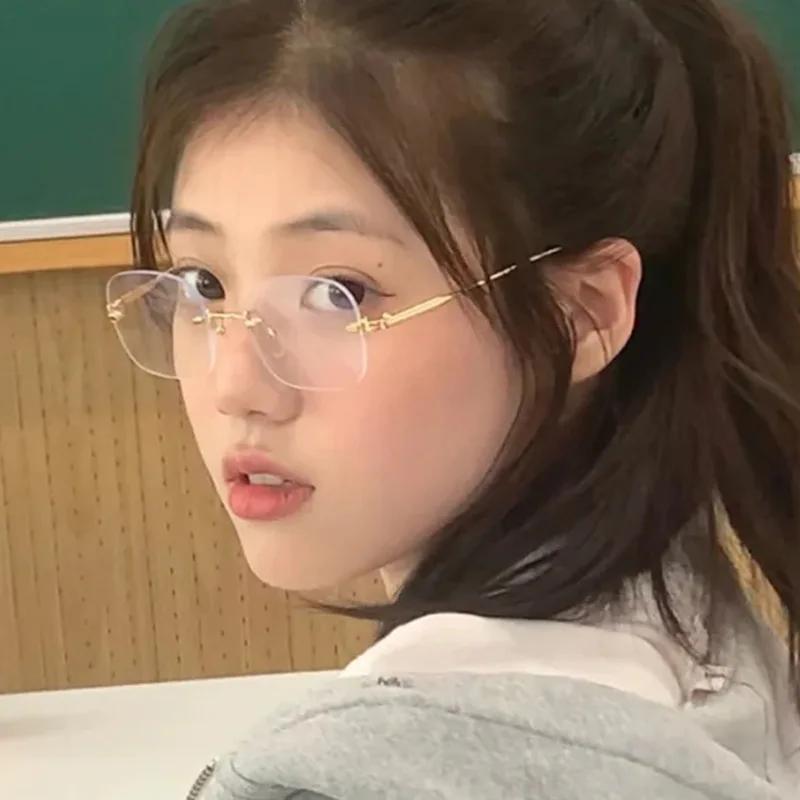 High Quality Myopia Glasses Unisex Square Frameless Frame Anti-blue Light Eyeglasses Nearsighted Prescription Eyewear Diopter