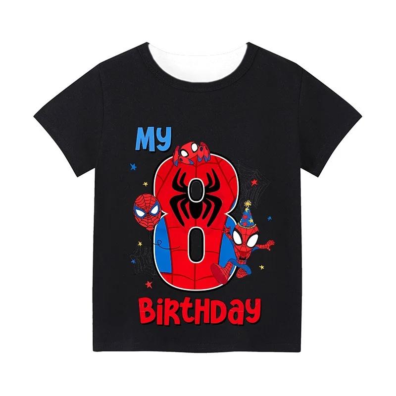 Spider Man Childrens Digital Tshirt Childrens Top Cartoon Summer Preschool Childrens Clothing Birthday Short Sleeved Tshirt