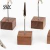 Party Place Card Holder Wooden Cube Memo Clip Stand, Note Display Solid Wood Square Base Desktop Organizer Holder, Vertical Receipt for Wedding