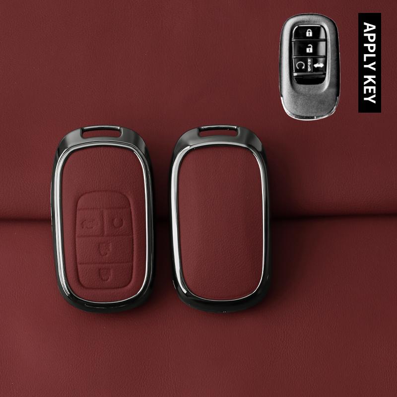 

Zinc alloy Leather Car Key Case For Honda 2022 2023 2024 Accord Civic HR-V CR-V Pilot Sport SI EX EX-L Keychain Accessories