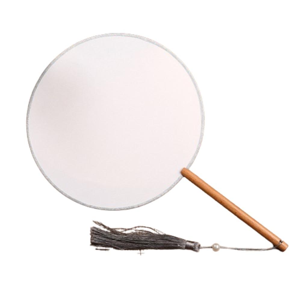 Chinese Style Blank Round Hand Fan Embroidery Dance Fan Wooden Silk Hand Fan  Home Decoration