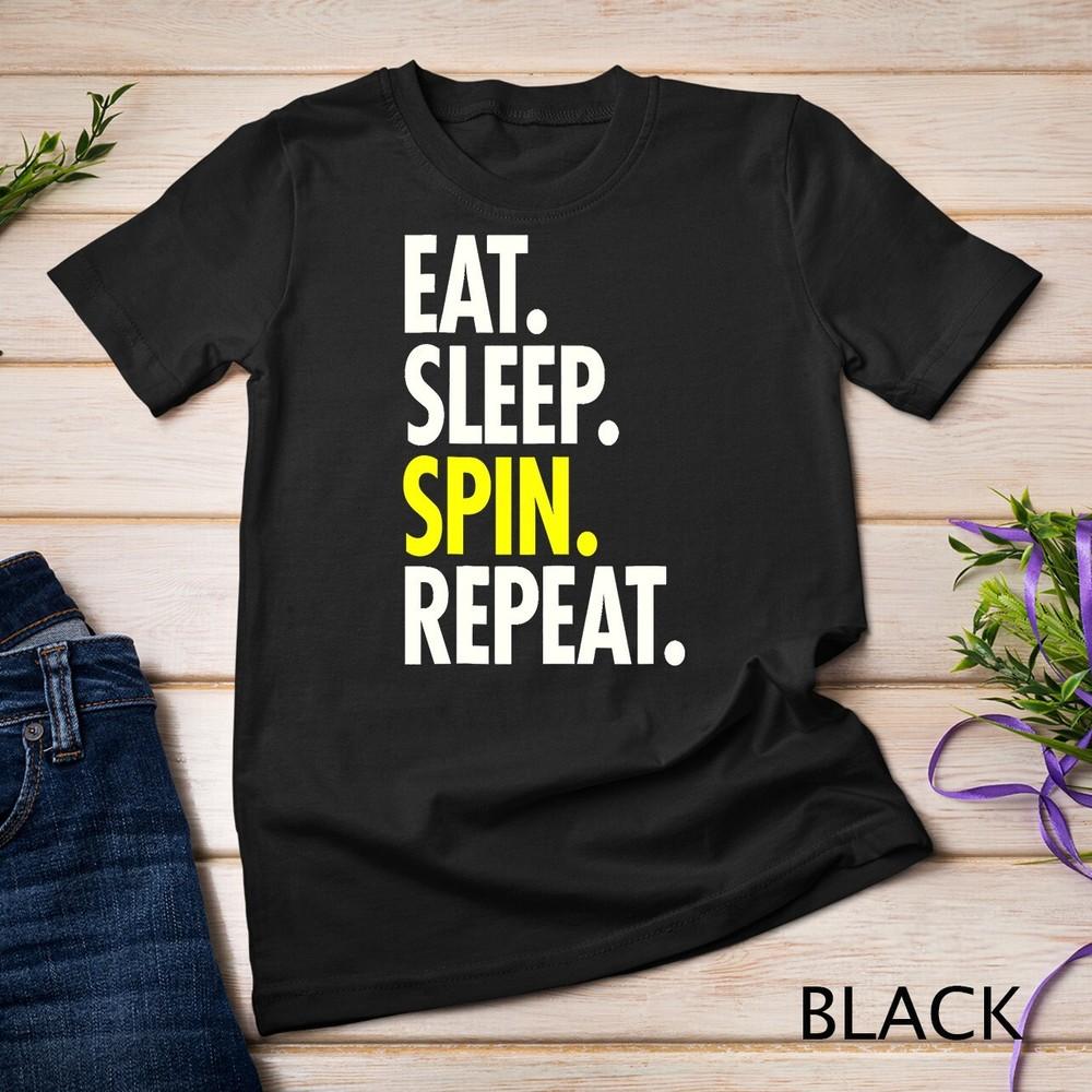 

EAT SLEEP SPIN REPEAT Spinning Women Bike Cycling Mom Gift Unisex T-shirt L