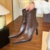 2025 New High Heel Women Ankle Boots Pointed Toe Autumn Winter Ladies Elegant Mordern Short Booties