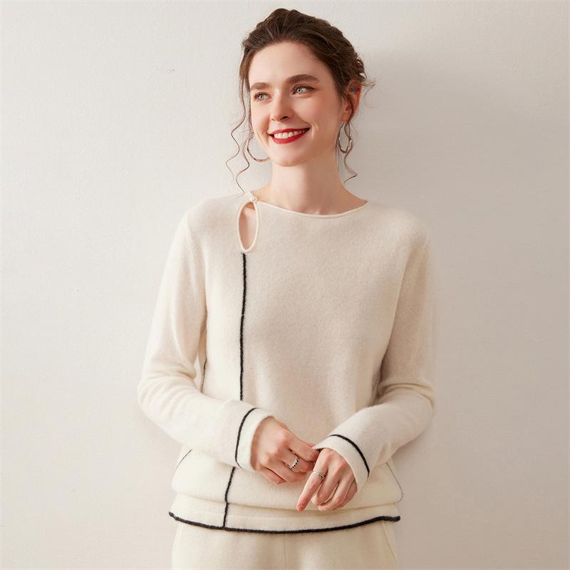 Korean Style Slimming Cashmere Women's Knit Sweater - Autumn/Winter Collection