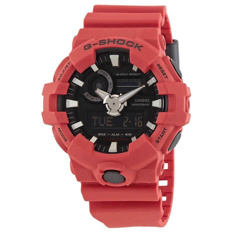 CASIO G-SHOCK series three-dimensional large pointer fashion leisure sports dual display waterproof and shockproof watch Quartz men's wa GA-700-4APR