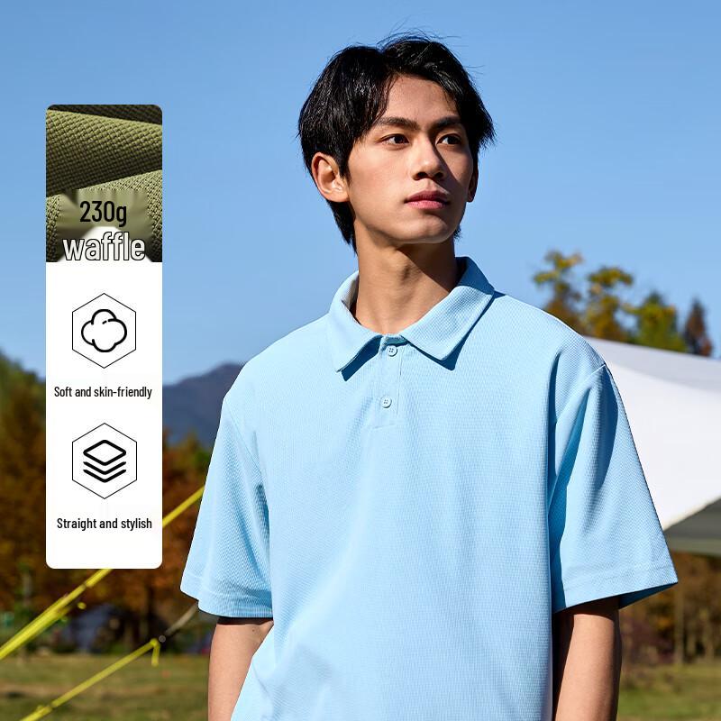 Baleno Herren Premium Sommer Dinosaurier Waffel Poloshirt