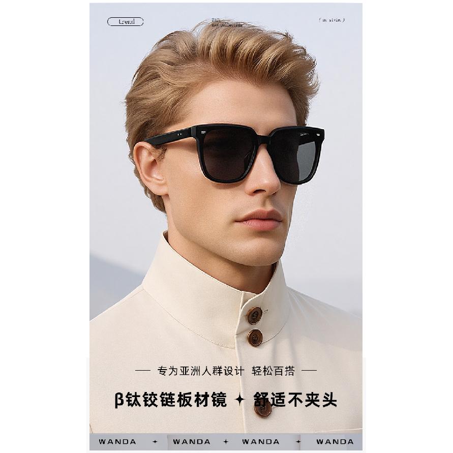 New anti-UV sunglasses with titanium chain p1002Full-frame nylon lens sunglasses, lightweight and durable for commuting
