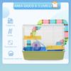 Hamster Cage, Gerbil Cage 3 Tier for Dwarf Hamster with Tube, Exercise Wheel, Water Bottle, Food Dish 59 x 36 x 47 cm- Blue