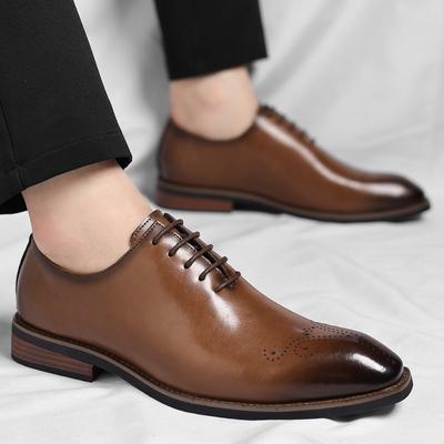Scarpe da Uomo Eleganti in Pelle a Punta Comode di Marca Scarpe Stringate da Uomo di Alta Qualità Scarpe Eleganti da Uomo con Tacco Blocco in Pelle
