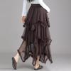 Irregular Mesh A-line Midi Skirt