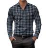 Men's Striped Plaid Casual Loose Button Lapel Long Sleeve Jacket