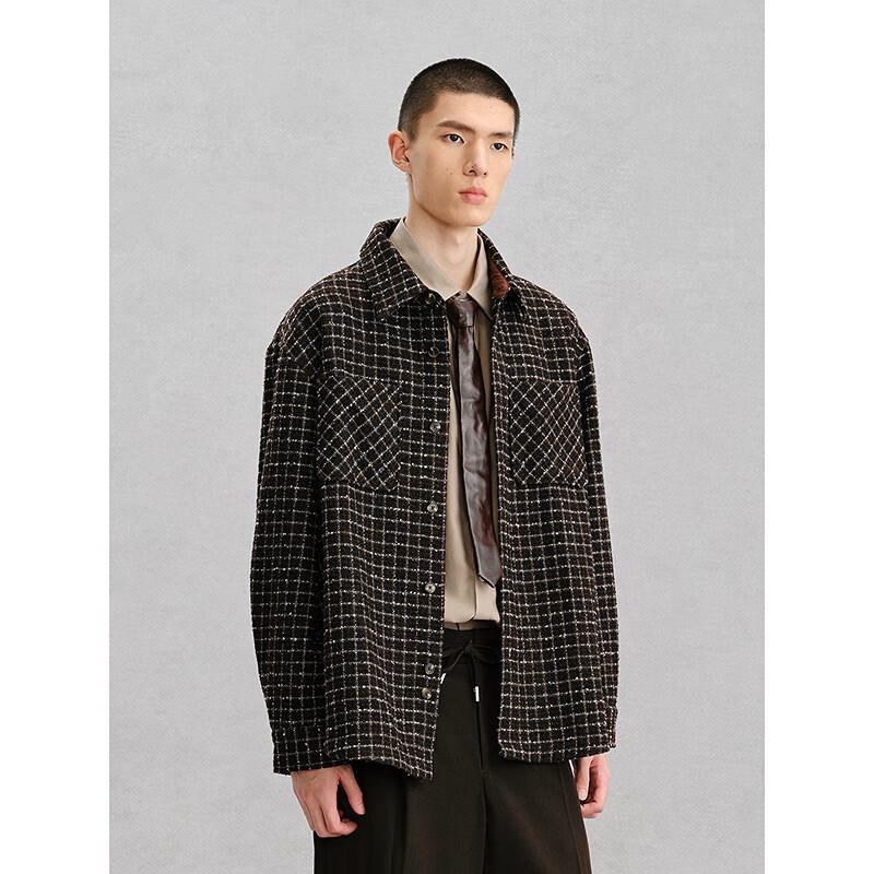 GXG Men's Brown Tweed-Style Shirt Jacket