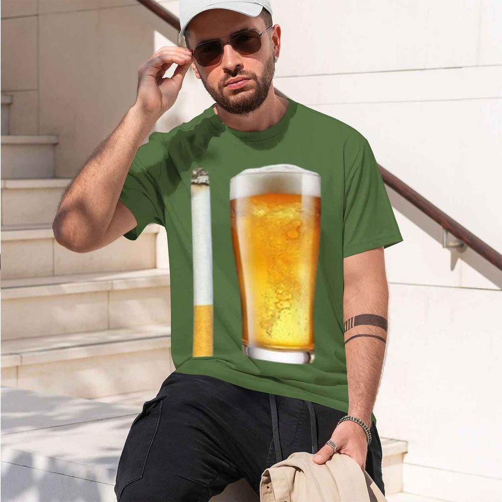 Bier T-Shirt Lustig Inking Rauchen Design Rundhals T-Shirt Geschenk Für Unisex Unisex Bar Py T-Shirts Kurz Sve Sommer Lässiges Shirt 2026 Neues Modell