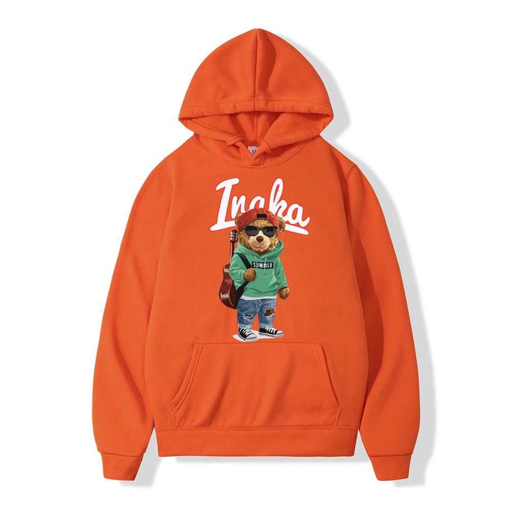 Herren Hoodies Hip Hop Inaka Power Toy Bear Print Fleece Hoody Sweatshirt Frauen Harajuku Pullover Streetwear Hoodie Unisex Kleidung