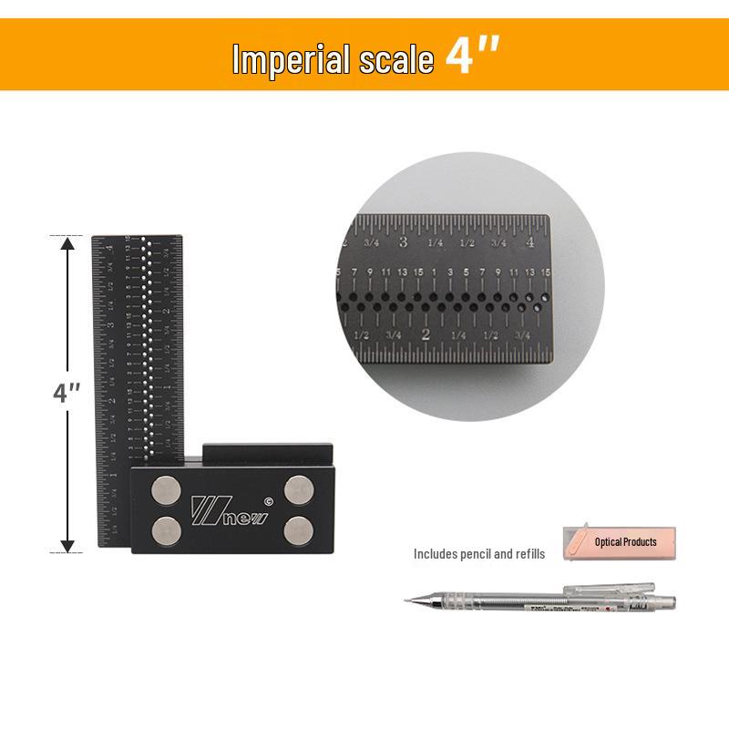 Multi-functional L-Shaped 90° Measuring Protractor and Right Angle Ruler for Woodworking