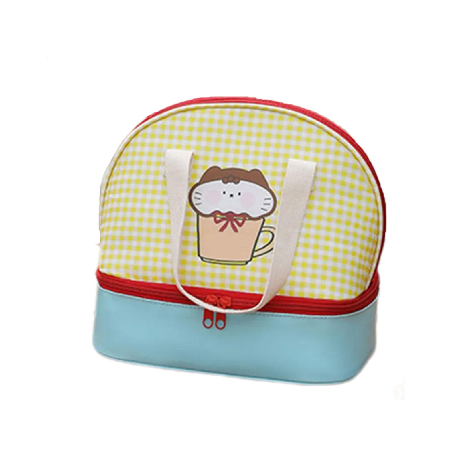 

Мультяшные кошки Сумка для ланча с 2 основными отделениями Термосумка-холодильник Ланч-бокс Изолированная сумка Сумка-холодильник жёлтый