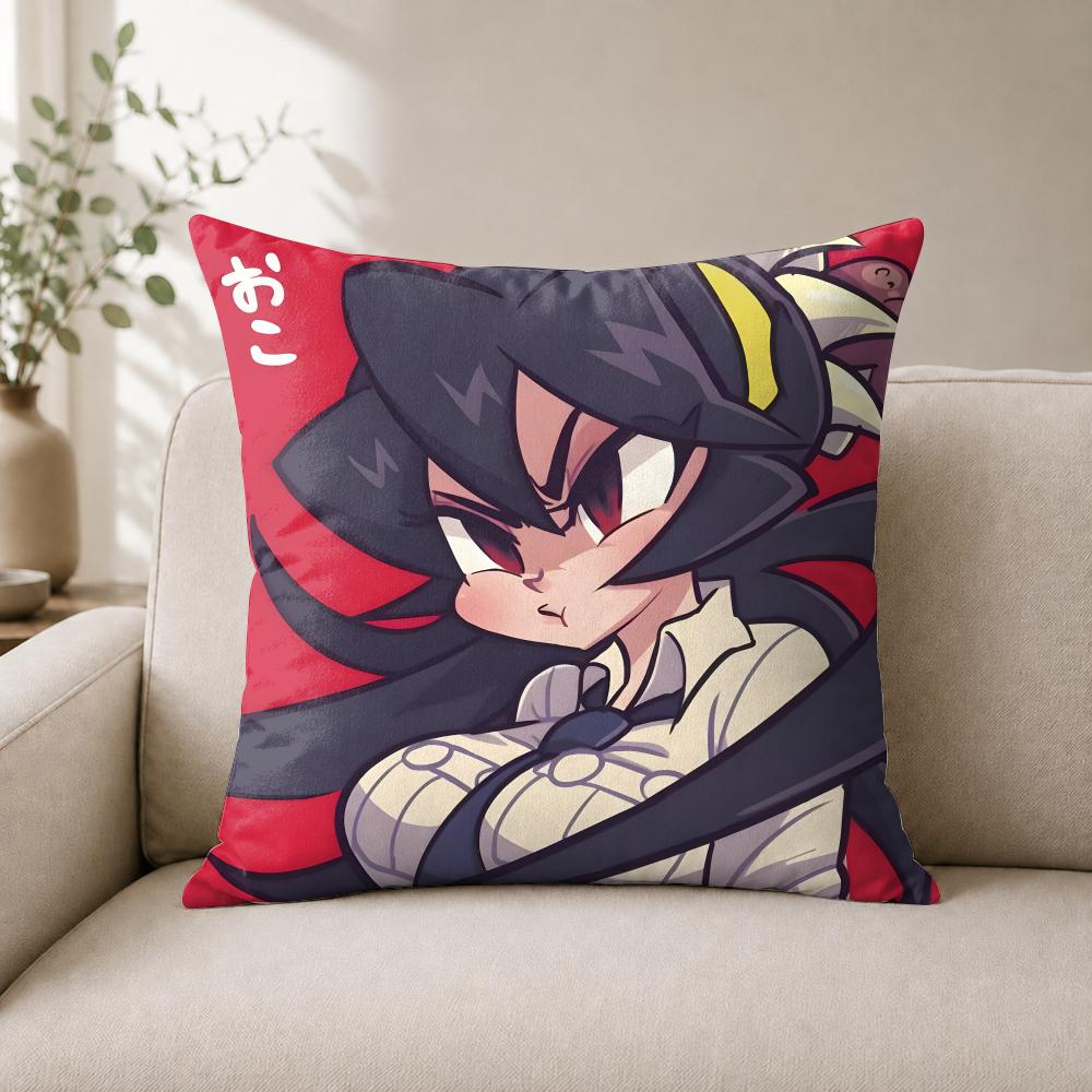 Video Game Sskullgirls Filia Cushion Cover Wrinkleresistant Short Plush Pillow Case Breathable Machinewashable