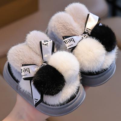 Baby Cotton Slippers, Winter Girls' Indoor Warmth, Children's Heeled Cotton Shoes