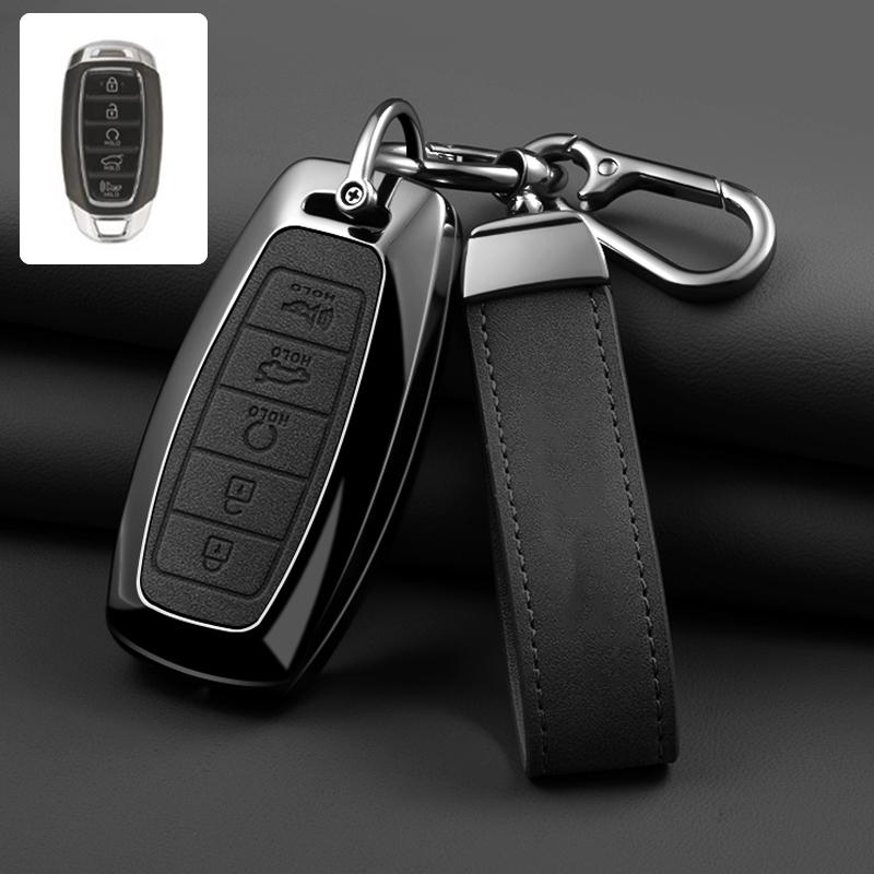 3/4/5 Button Zinc Alloy Leather Car Key Cover For Modern I30 Ix35 Kona Encino Solaris Azera Grandeur Ig Accent Santa Fe Palisade