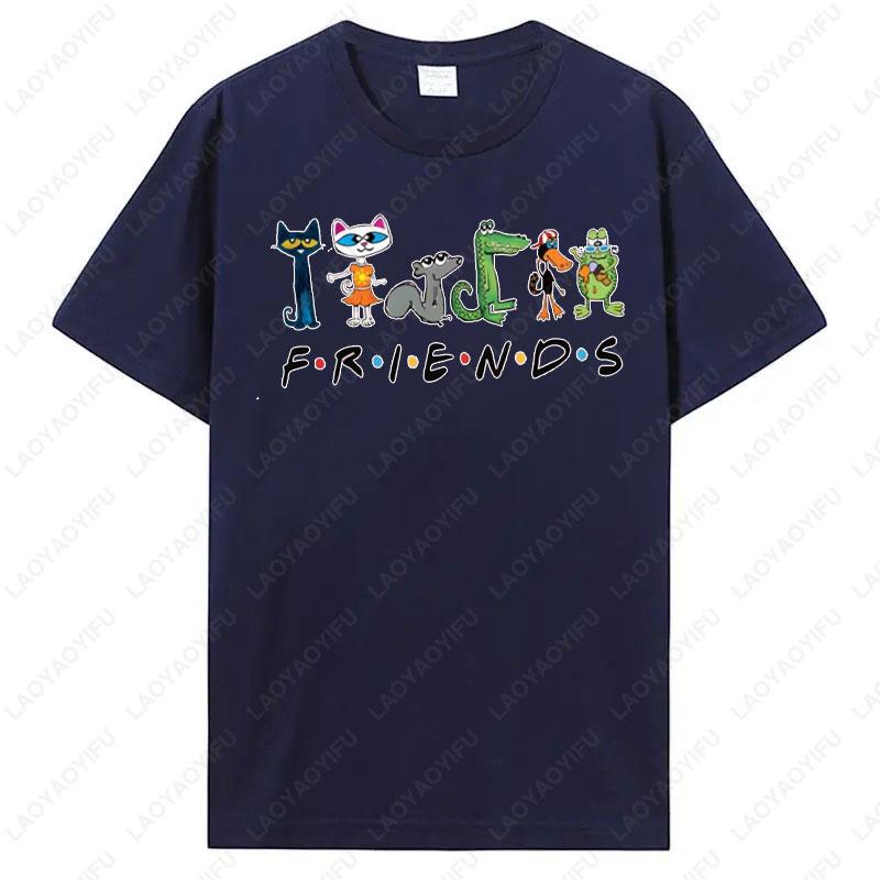 Women Shirt The Pete Cat Friends Children's Book T-Shirt Groovy Cat Sweatshirt Kindergarten Teacher Tees Cotton Tops Ropa Mujer