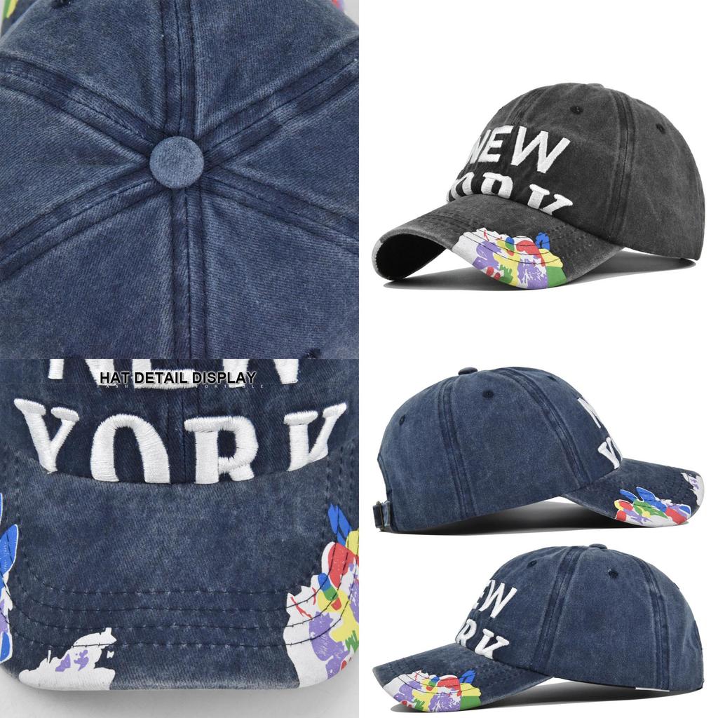 Retro Embroidered Duck Tongue Cap Washed Distressed Trucker Hat For All Seasons